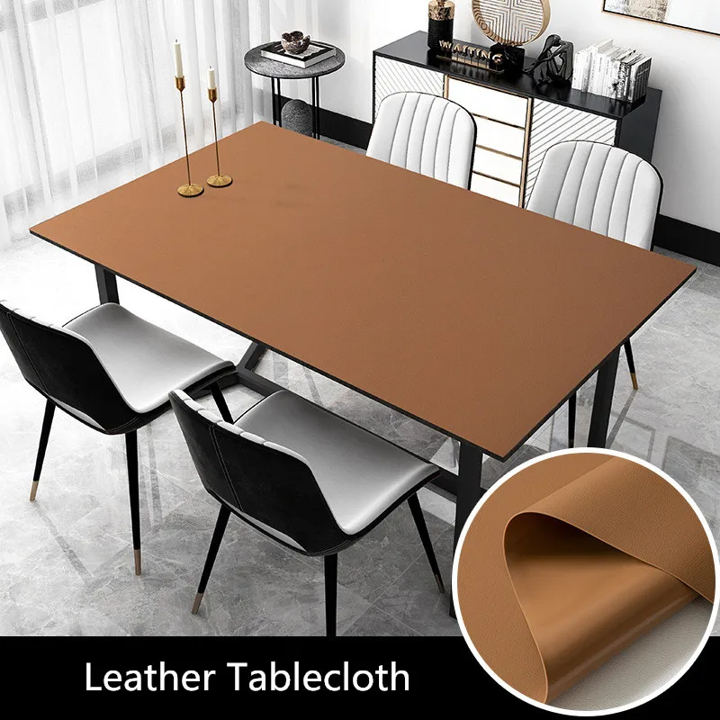 

Solid color leather Tablecloth custom made rectangle table tablecloth oilproof waterproof wood dining table protector cover