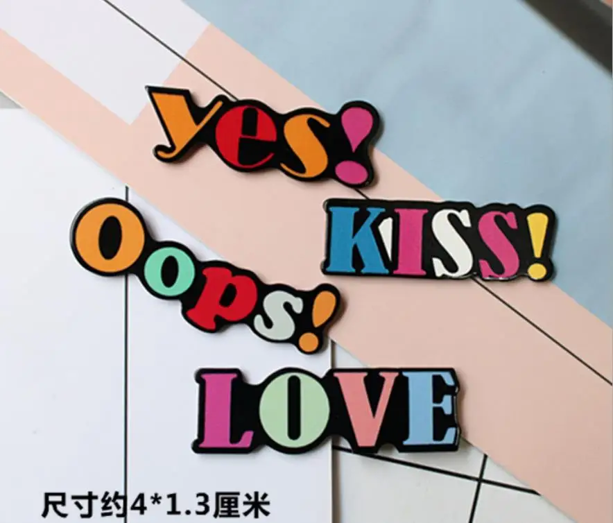 

Kawaii Resin Letter Acrylic yes oops KISS Cabochon Flatback Decoration Crafts Embellishments For Scrapbooking Diy Accessories