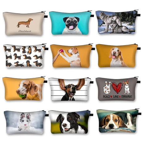 

Leisure Dog Makeup Storage Pouch Cute Pet Snow Travel Hand Hold Travel Storage Cosmetic Bag Toiletry Bag