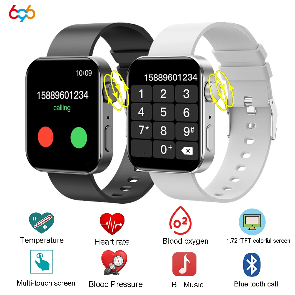 

New NK20 BT-Call Smart Watch 1.72 Inch HD Multi-TouchScreen Heart Rate Temperature Test Sport Smartwatch PK P8 for Android IOS
