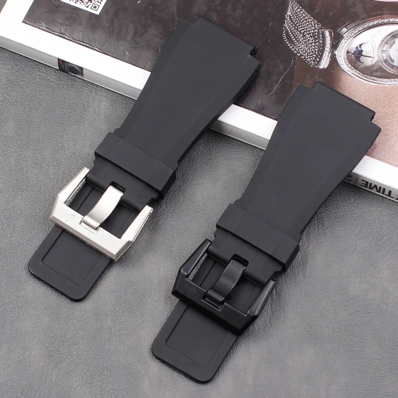 Watch accessories Bell 34x24mm silicone rubber strap Rose BR-01 BR-03 PVD outdoor sports waterproof strap buckle