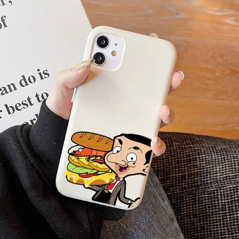 Чехол для телефона Mr.Bean с анимацией мягкий однотонный чехол iPhone 11 12 13 mini pro XS MAX 8 7 6