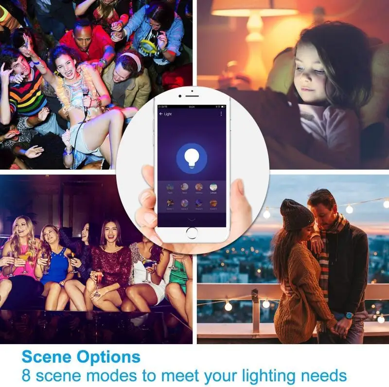 

VV6-S Cellphone WiFi Voice Control RGB Energy Saving Dimming LED Bulb Multicolor Smart Light Bulbs 6W E14