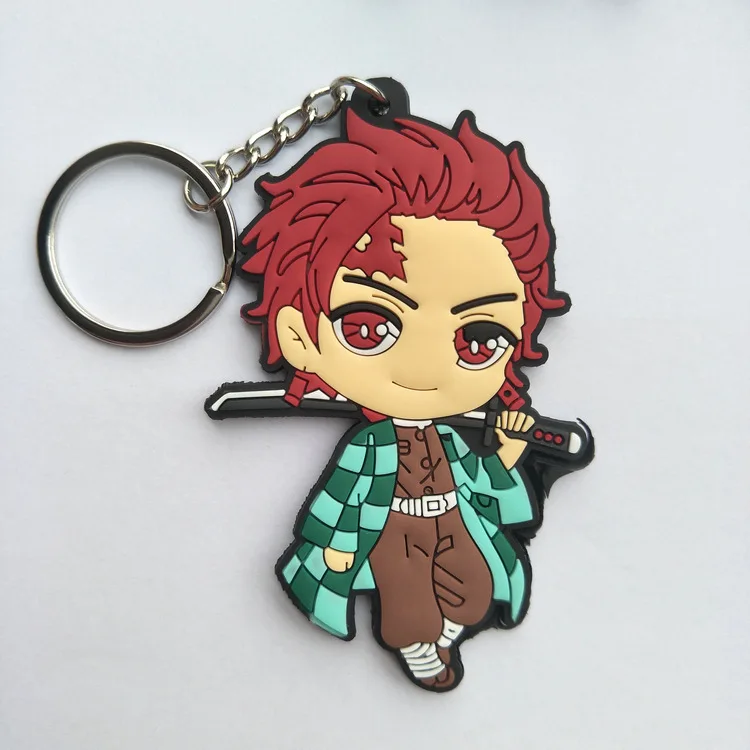 

New Anime Ghost Blade Zaomen Charcoal Lang Key Chain Double-Sided Pendant Character Key Rings Boy Gift Key Chains Wholesale