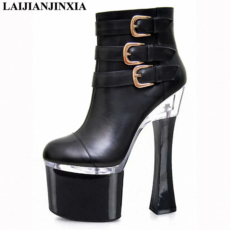 

Women Boots 18CM High Heels Boots Fashion Boots Ankle Zip Shoes Super High Heel Shoes