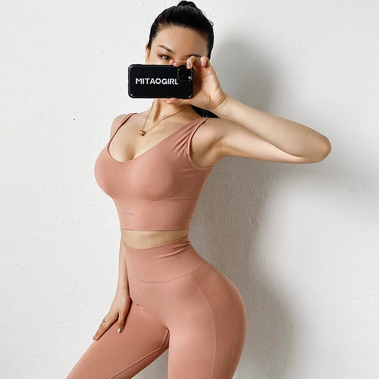

2PCS Yoga Set Sports Wear For Women Gym Fitness Clothing Booty Yoga Shorts + Sport Bra GYM Sport Suit Women Yoga Legging Bras