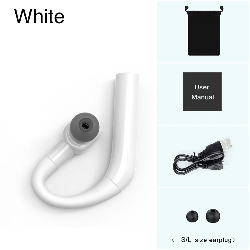 White in Fabric bags 360 градусов Поворот Bluetooth наушники беспроводные V5.0 гарнитуры ушные наушники-Крючки звук с HD микрофоном Handsfree 15H рабочий Дальнобойщик вызов - Цвет: White in Fabric bags