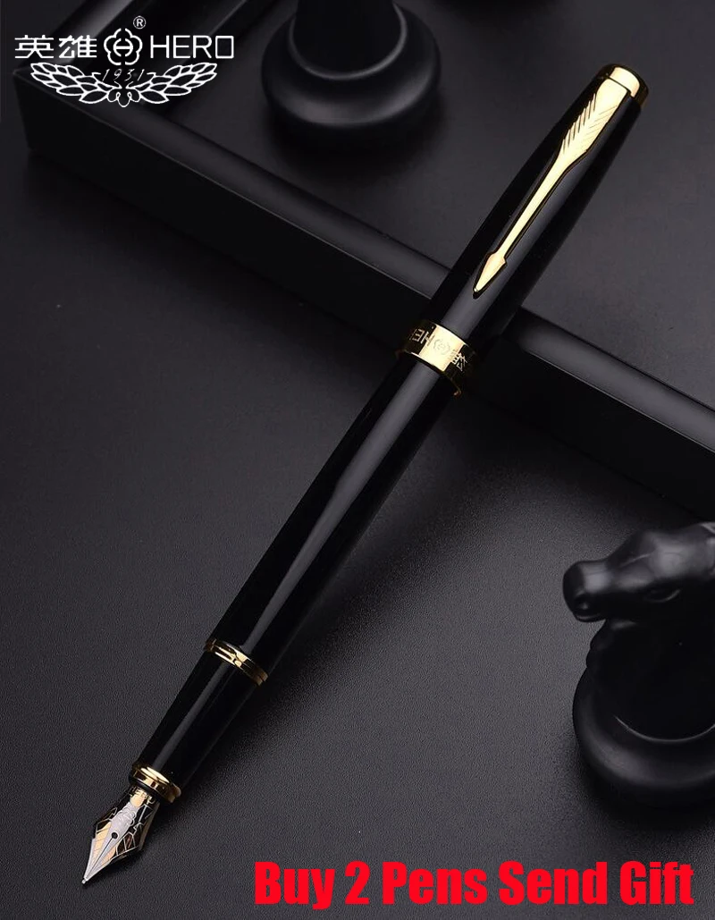 Fountain Pen No Box Роскошный герой бизнес металлический перьевая ручка приятный сенсорный чувство красного дерева школьника письменная ручка купить 2 ручки 3 - Цвет: Fountain Pen No Box