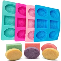 6 compartment soap silicone mold handmade lotus pattern square oval soap mold cake cupcake pudding candle soap making mould tool