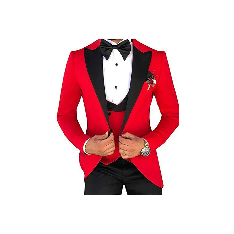 Мужские смокинги 3 штуки облегающие свадебные костюмы жениха модные вечерние для
