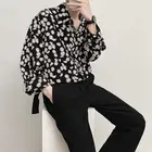 Рубашка мужская с принтом в стиле Харадзюку, весна-осень 2022, корейская мода, новинка, Повседневная Свободная винтажная Молодежная рубашка с длинными рукавами и маргаритками