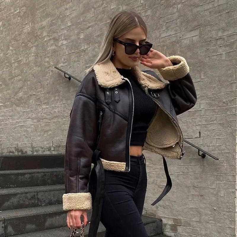 Новинка 2021 модная замшевая Женская куртка Ardm коричневого цвета винтажное