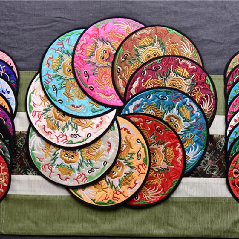 16 китайский стиль коврик для чашки подставка круговая вышивка ткань