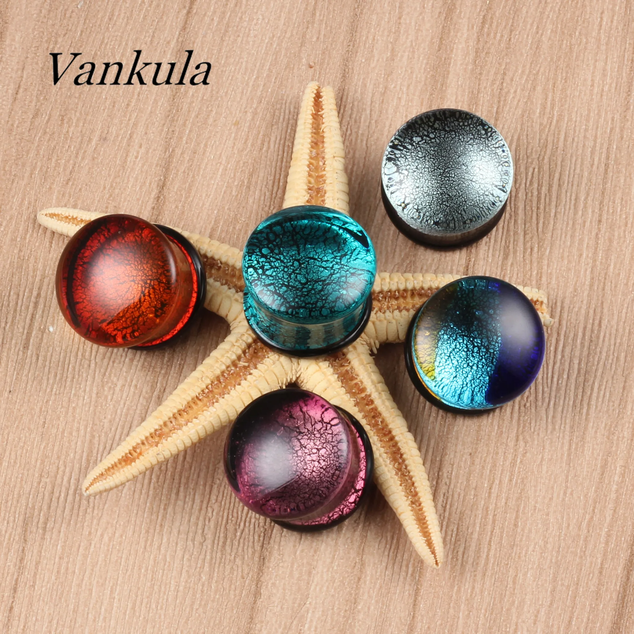 Vankula 2 шт. стеклянные ушные пробки измерители пирсинг ювелирные изделия модные