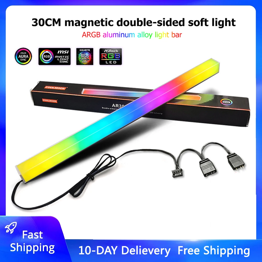 30 см Алюминий сплав RGB PC чехол Светодиодные ленты Магнитный компьютер светильник