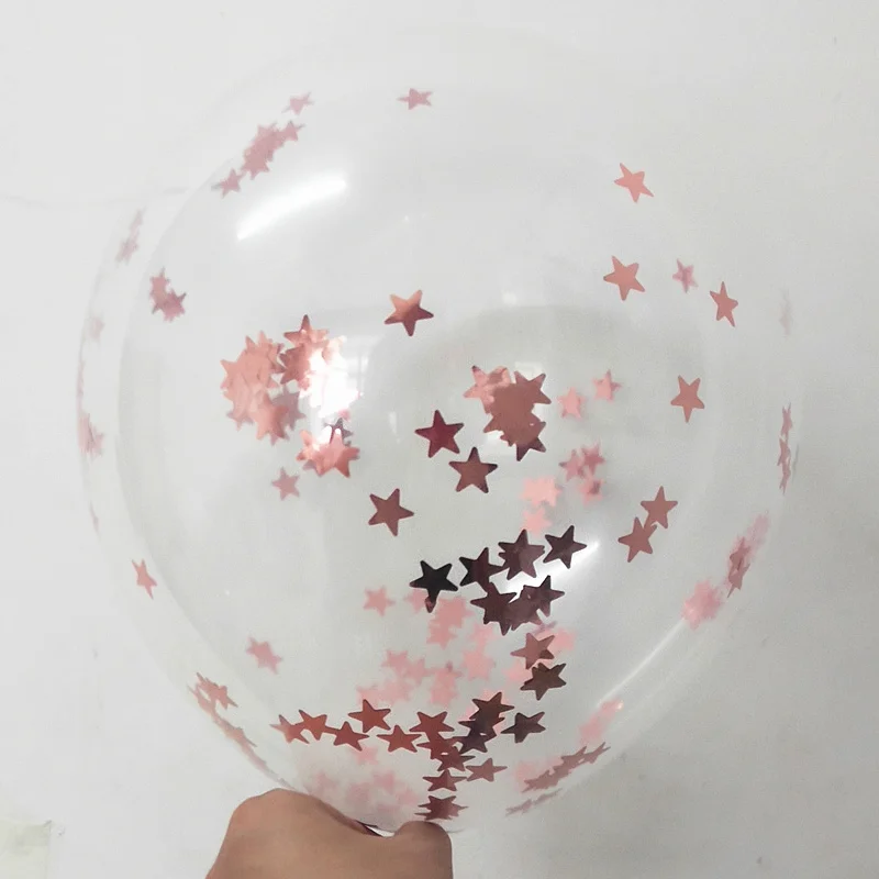 RoseGold Star Confet 5/10 шт. 12 дюймов ясно из розового золота Круглый Звездный конфетти воздушных шаров из латекса, на свадьбу, день рождения, Рождество, в форме сердца конфетти гелиевые шары Декор - Цвет: RoseGold Star Confet