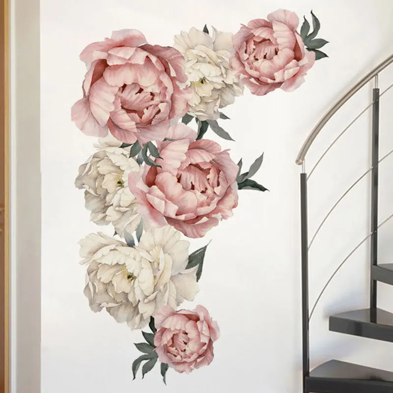 40*60 см ПВХ большие розовые фотонаклейки Романтические цветы домашний декор для