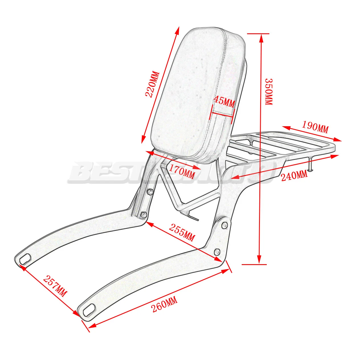 Багажная стойка для мотоцикла с спинкой Sissy Bar Yamaha Virago XV 125 250 XV125 XV250 1989-2019 2001 2002 2003