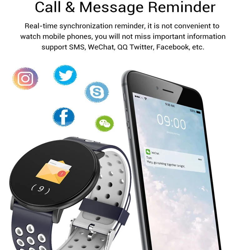 Фитнес браслет с пульсометром и тонометром водонепроницаемый смарт Ip67 для