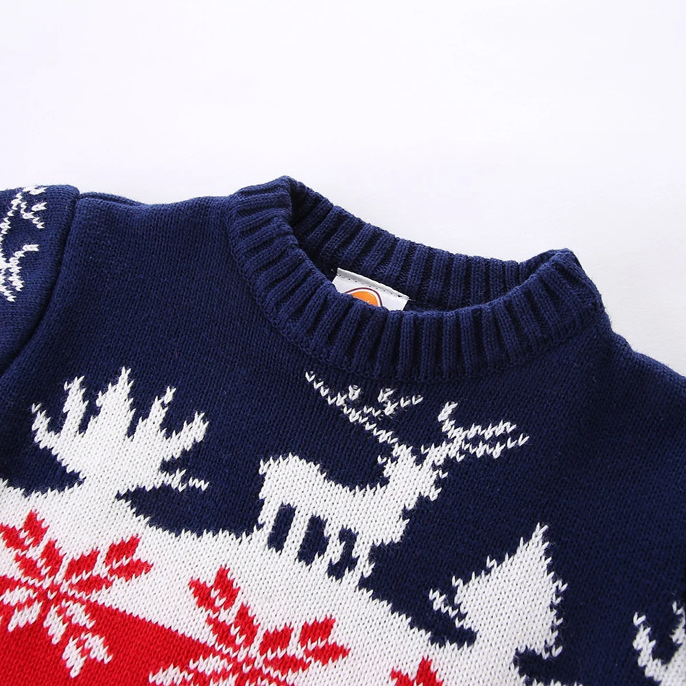Mudkingdom Cute Kids Christmas Sweater Elk Autumn Winter Cotton Pullover Knit Warm Boys Girls Sweaters for Children Clothes