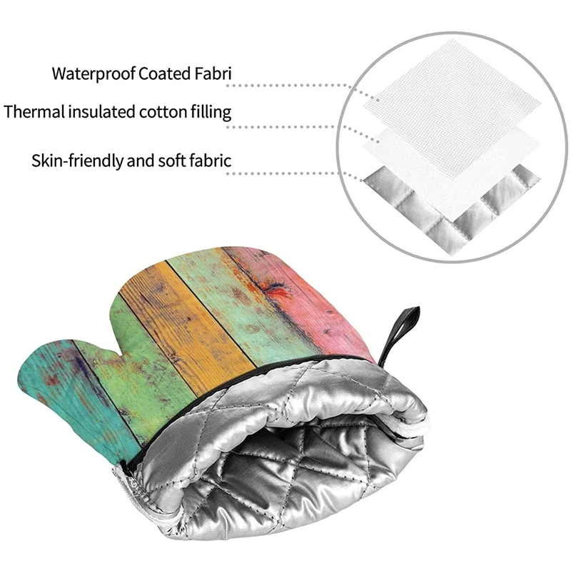 

Fun Oven Gloves and Pot Holder Heat Resistant Kitchen Microwave Gloves Flame Oven Gloves to protect hands and surfaces