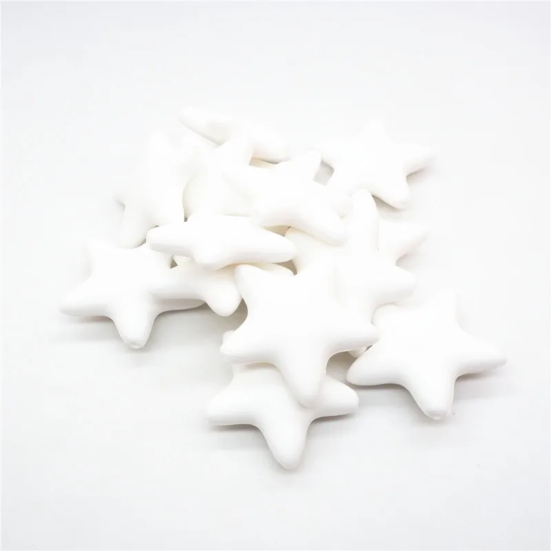 White Chengkai 10 шт силиконовые бусины в форме звезды DIY детская погремушка пустышка украшения Прорезыватель для зубов игрушки изготовление 45 мм большая звезда бусины bpa бесплатно - Цвет: White