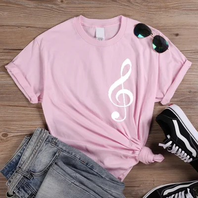Pink-White ONSEME, принт с музыкальной нотой, уличная одежда, Женская забавная футболка, женская футболка, развлекательная футболка, летние хлопковые футболки, Q-169 - Цвет: Pink-White