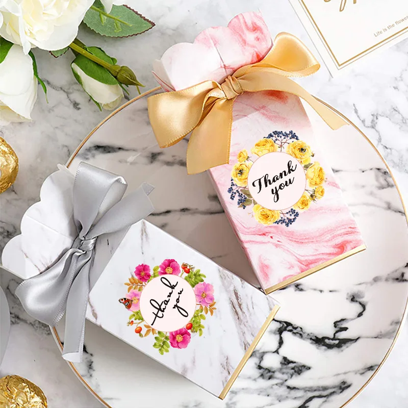 

4styles /roll round floral thank you stickers scrapbooking for package seal labels custom sticker Multi Color Design sticker