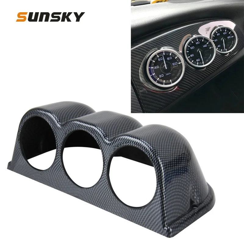 

60mm Universal Car Dash Gauge Meter Pod Mount Horizontal Carbon lead Material Auto Meter Instrument Holder Dashboard 3 Hole Cup