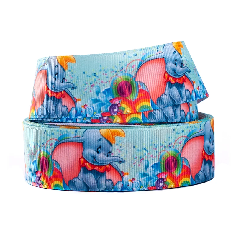 5 ярдов Grosgrain/атласная лента 16 мм/25 мм/38 мм/50 мм/75 мм мультяшный слон для украшения