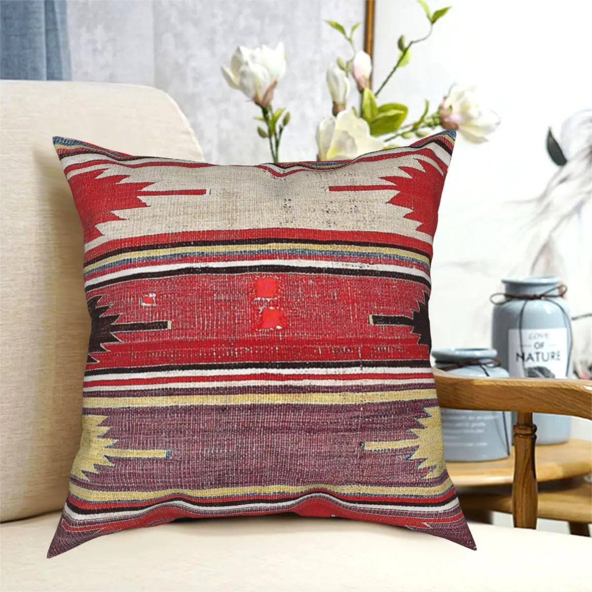 

Boho Stripes Central Anatolian Kilim Print Pillow Cushion Cover Decorative Pillowcases Case Home Sofa Cushions