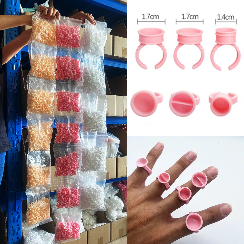 

100PC Disposable Glue Holder Ring CupsForEyelashes Extension TattooPigment Holder Pallet Adhesive Glue Holder Palette Container