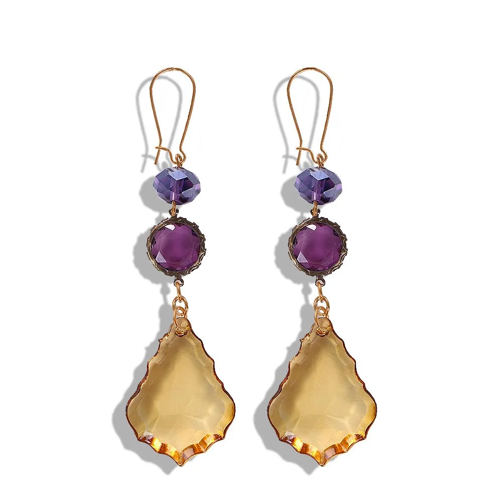 Геометрические длинные висячие серьги с кисточками для женщин Bijoux фиолетовый
