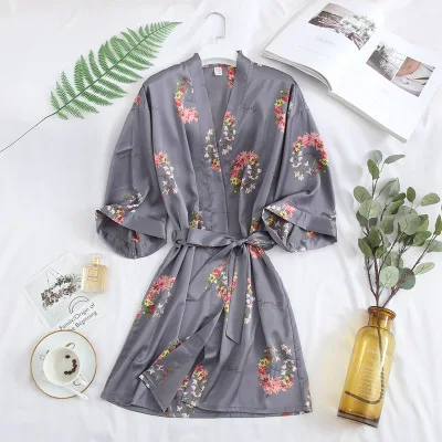 Летняя женская дышащая ночная рубашка с принтом/милый Пижамный халат цветочным