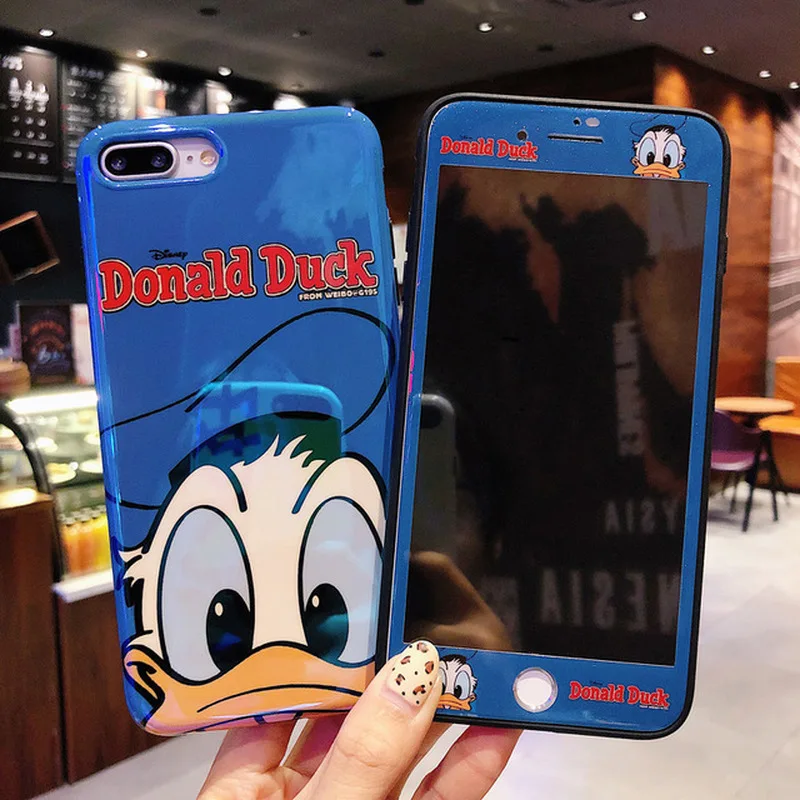 Для IPhone 11 Милая крышка Дейзи Дональд+ закаленное стекло для IPone XR XS Pro Max X 7 8 6s Plus уши Минни-Маус чехол Аксессуары