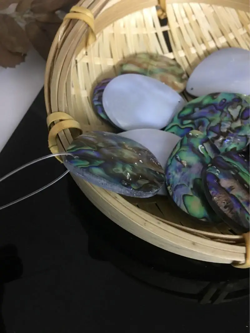 

natural abalone shell pendant necklace with earrings 35x45mm green abalone pieces fitting models