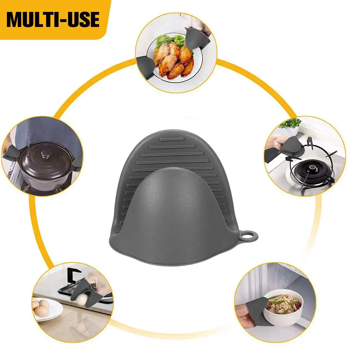 

4pcs Anti-scalding Microwave Oven Gloves Mitts Potholder Kitchen Silicone Gloves Tray Dish Holder Baking Insulation Hand Clip