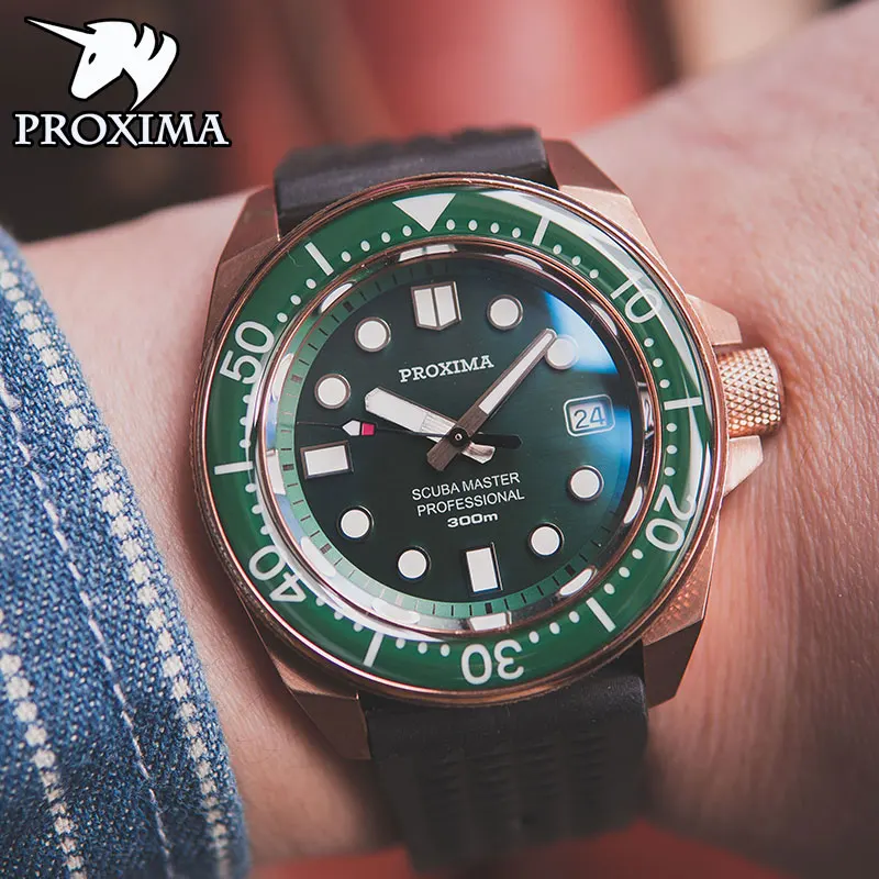 

Proxima 2021 Men's Watch Top Brand Diving Watch Copper NH36 Automatic Watch Men's 300M Waterproof Casual Watch New Reloj Hombre