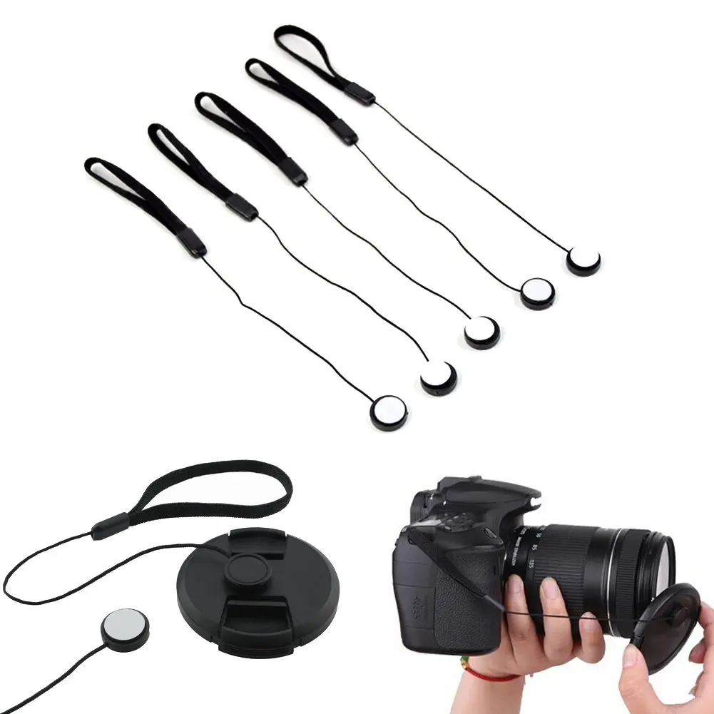5pcs Lens Cap Keeper SLR Camera Lens Cap Belt Holder Cover Cord Cable Anti-Lost Lanyard Strip Strap Rope String Universal for