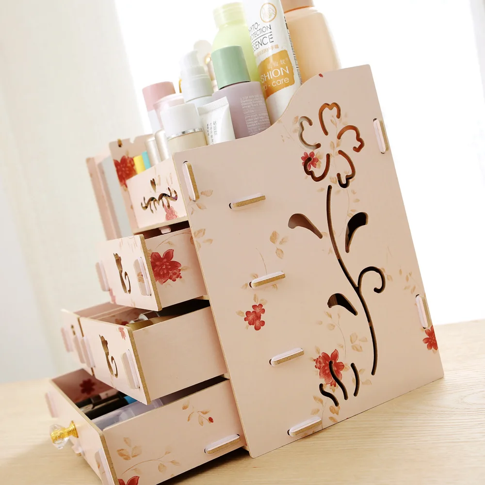 DIY деревянная многофункциональная настольная коробка для хранения контейнер