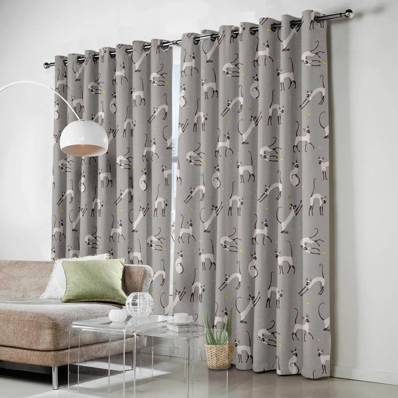 Оконные шторы с изображением кота из мультфильма для гостиной декоративные