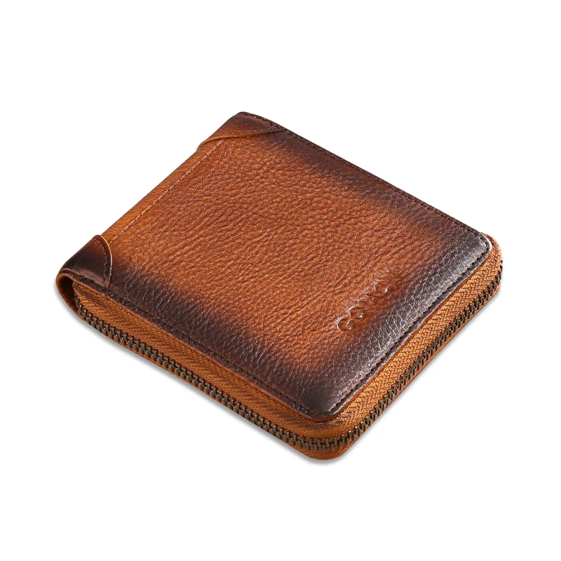 

Men's Wallet New Cowhide Multifunctional Card Holder Wallet Men's Leather Zipper Coin Purse