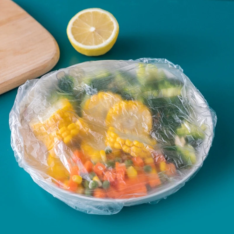 

New 100pcs Plastic Bags Food Cover Elastic Stretch Adjustable Bowl Lids Universal Kitchen Wrap Seal Fresh Keeping E7CC
