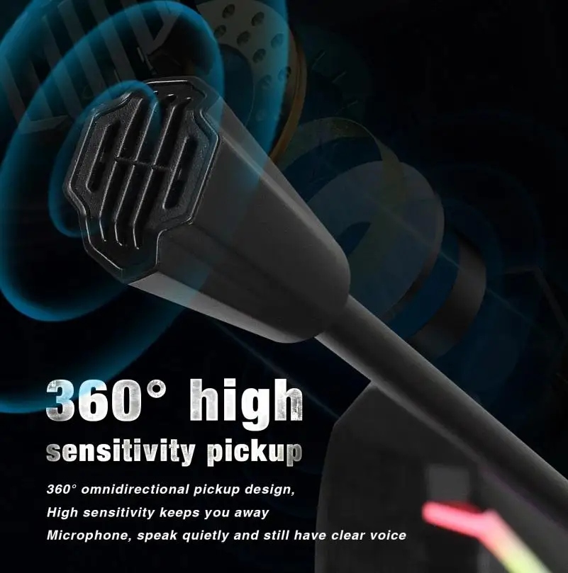 

USB Computer RGB Microphone Kit Luminous Bendable MIC Driver Free Voice Chat Video Conference Microphone Professional