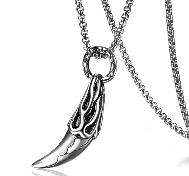 

316L Stainless Steel Horn Pendant Carved Spikes Hip Hop Gothic Boy Necklace No Fade