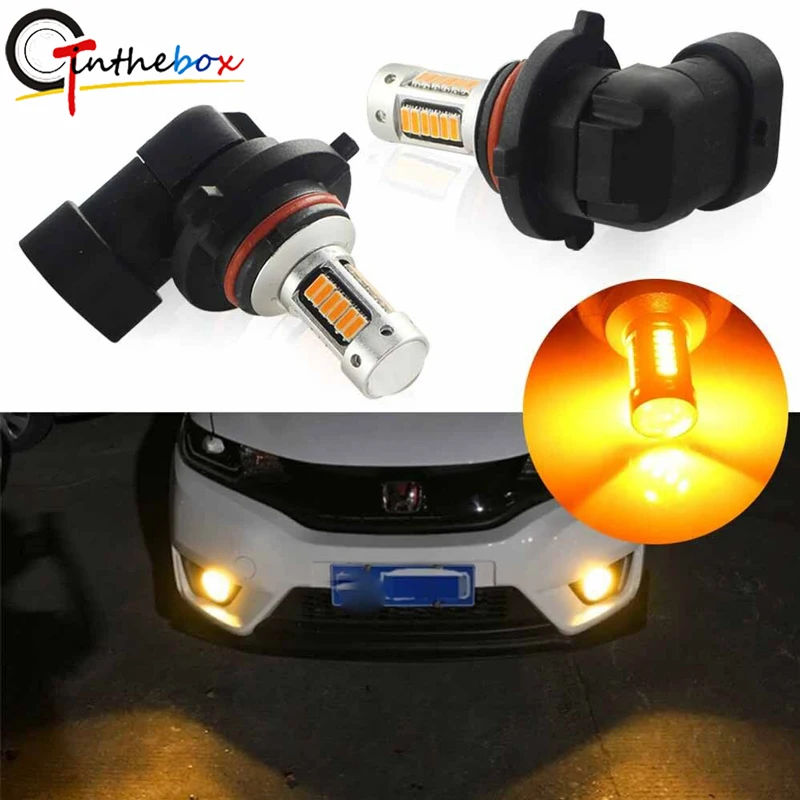 

Gtinthebox 2pcs Error Free Amber Yellow 9005 9006 HB3 HB4 LED Bulbs For Car Foglight DRL Lamps