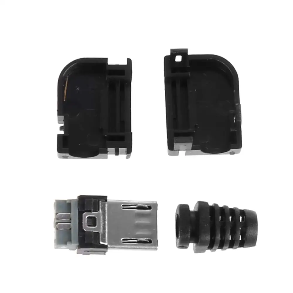 10 Sets5 Pin Right Angle Micro USB Connector Male Plug Kit with Black Cover Solder Jack | Обустройство дома