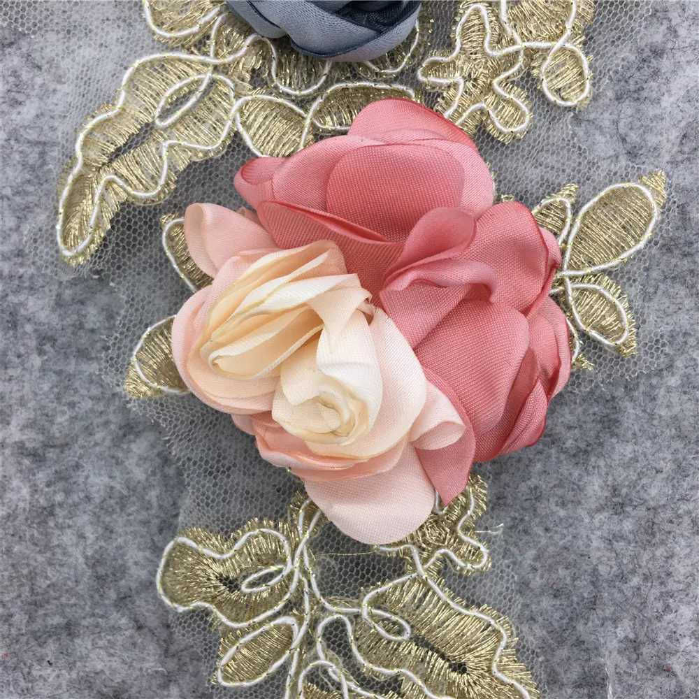 Вуаль основа кружевная ткань 3D цветок жемчуг кружево аппликация воротник одежда