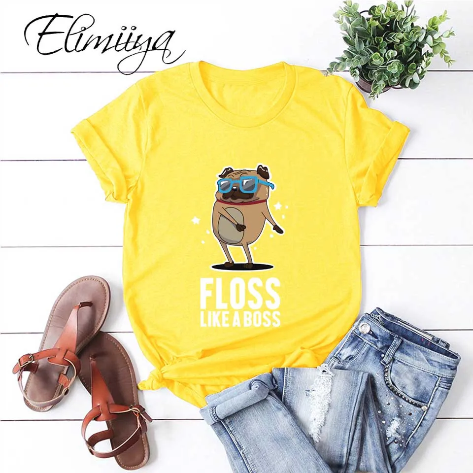 

Футболка женская хлопковая с принтом в виде Мопса