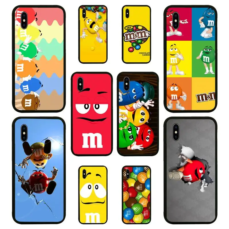 

Chocolate M&Ms Food Phone Case For iphone 7 8 plus x xr xs 11 12 mini pro max black soft nax fundas cover